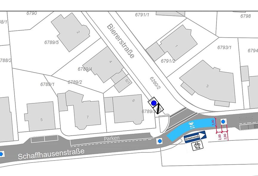 Fahrradstraße in der Schaffhausenstraße Skizze Fahrradstraße in der Schaffhausenstraße